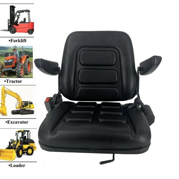 Black Adjustable PVC Forklift and Tractor Seat with Armrests