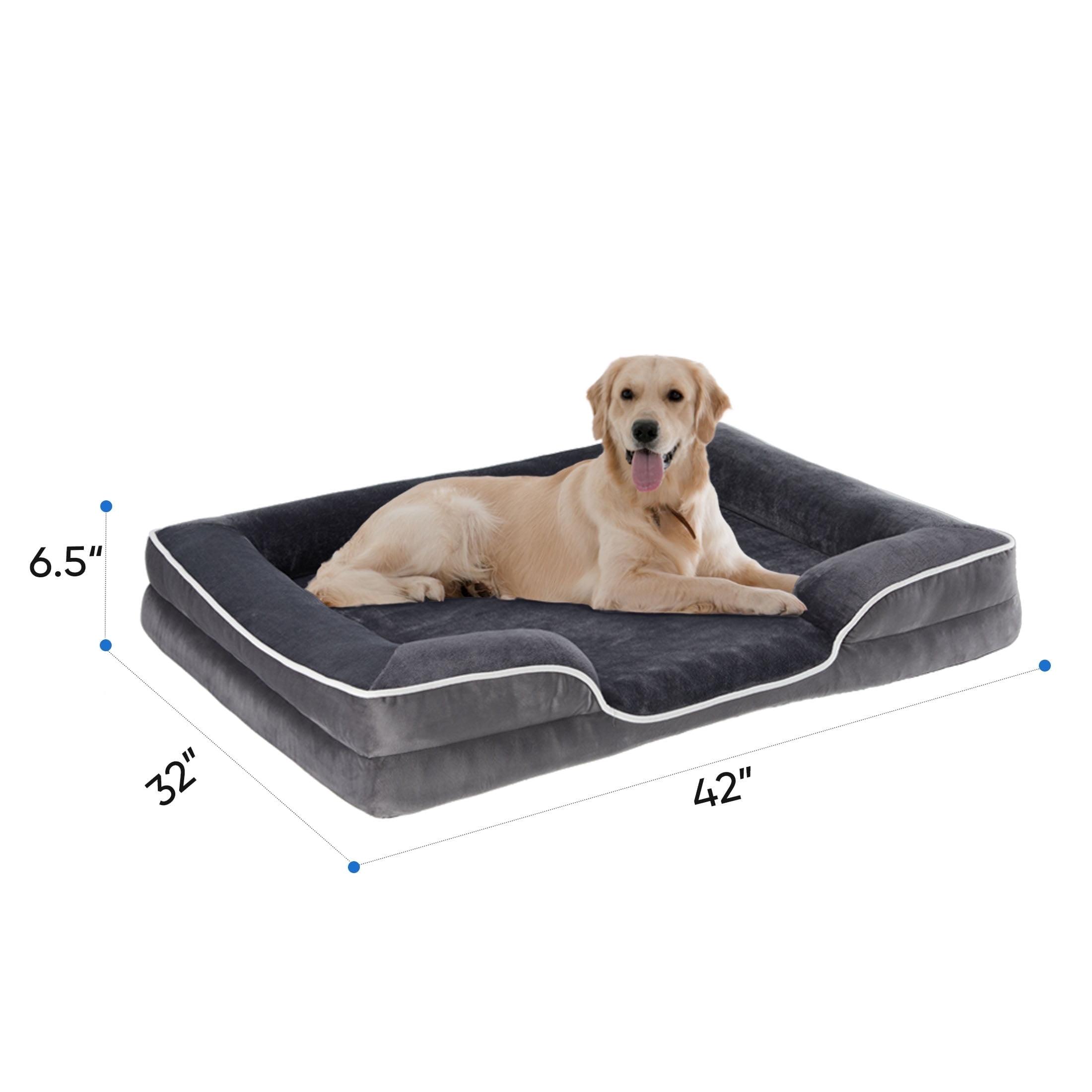 42'' Orthopedic Dog Bed For X-Large Dog, Memory Foam Dog Bed, Egg-Crate Foam Dog Couch Bed With Washable Removable Cover, Grey
