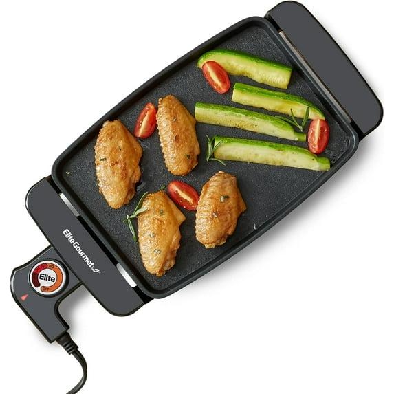 EGR8152 Electric 10" x 7" Personal Compact Griddle, Cool-touch Handles Non-Stick Surface, Removable/Adjustable Thermostat, Black