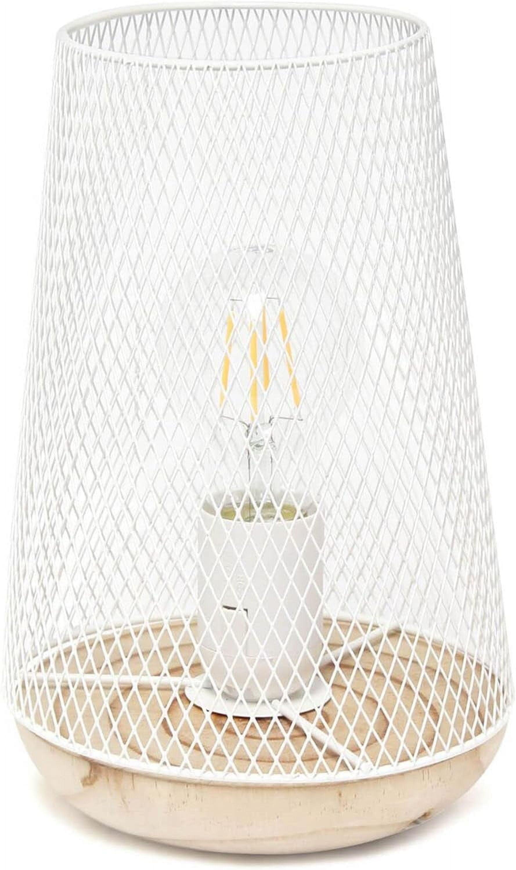 Simple Designs Wired Mesh Uplight Table Lamp White: Modern Cylinder Shade, ETL Listed, No Assembly Required
