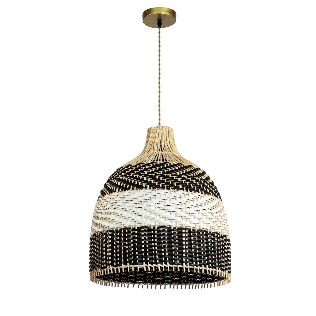 Ava 18" Crystal-Infused White Rattan LED Dome Pendant