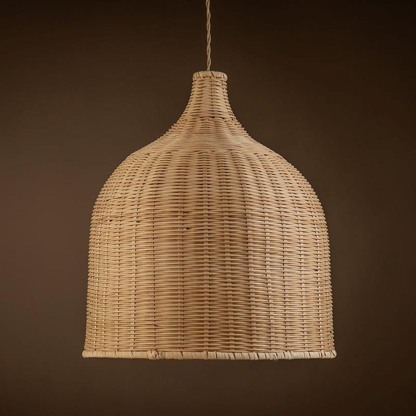 Bohemian Charm Handwoven Rattan Dome Pendant Light in Brown