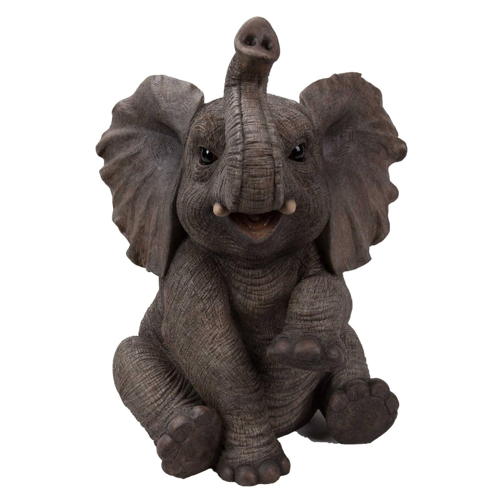 Hi-Line Gift Ltd. Sitting Elephant Baby with Trunk up Statue