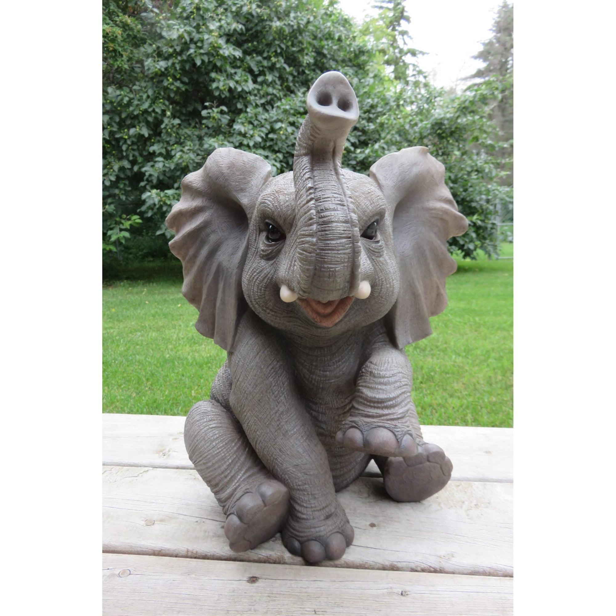 Hi-Line Gift Ltd. Sitting Elephant Baby with Trunk up Statue