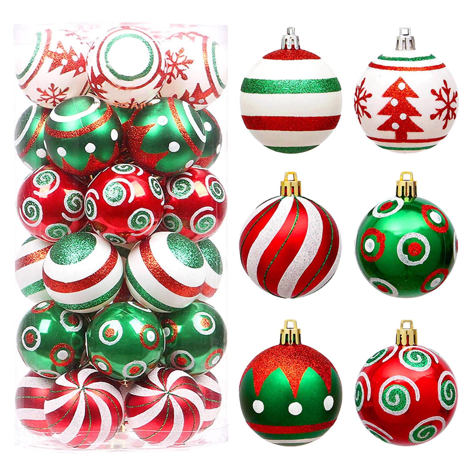 30 Pcs 2.36 Inch Christmas Tree Ball Ornaments Set Red Green Glittering Hanging Christmas Ball Ornaments Home Decorations