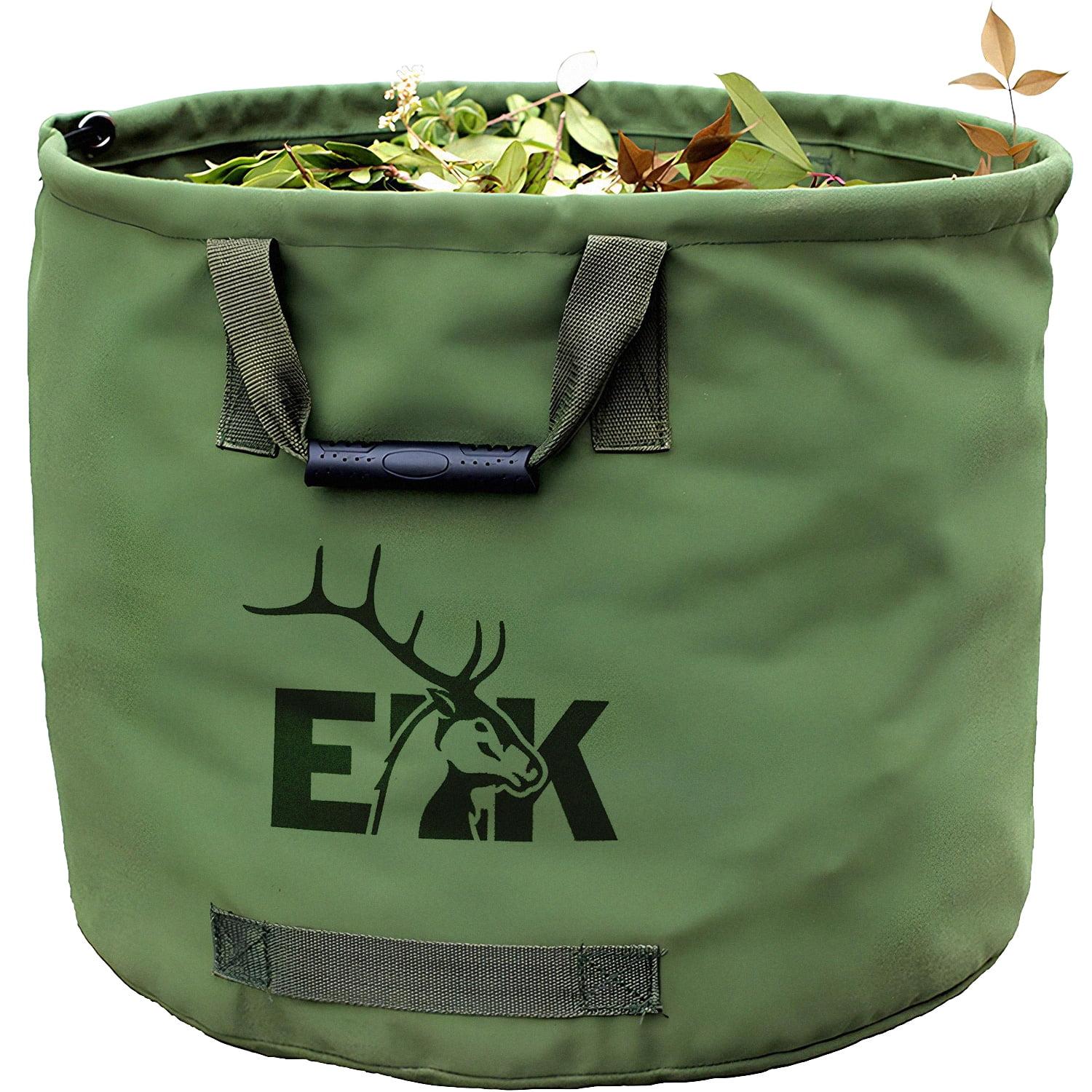 ELK 33-Gallon Multipurpose Garden Leaf Waste Bag - Durable Canvas for Yard Cleaning, Harvesting, and Storage - Heavy Duty with Rubber Handles and PVC Elastic Bone