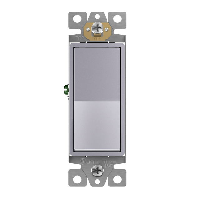 ENERLITES 3-Way Decorator Paddle Light Switch, Gloss Finish, Single Pole or Three Way, 3 Wire, Grounding Screw, Residential Grade, 15A 120V/277V, UL Listed, 93150-SV, Silver