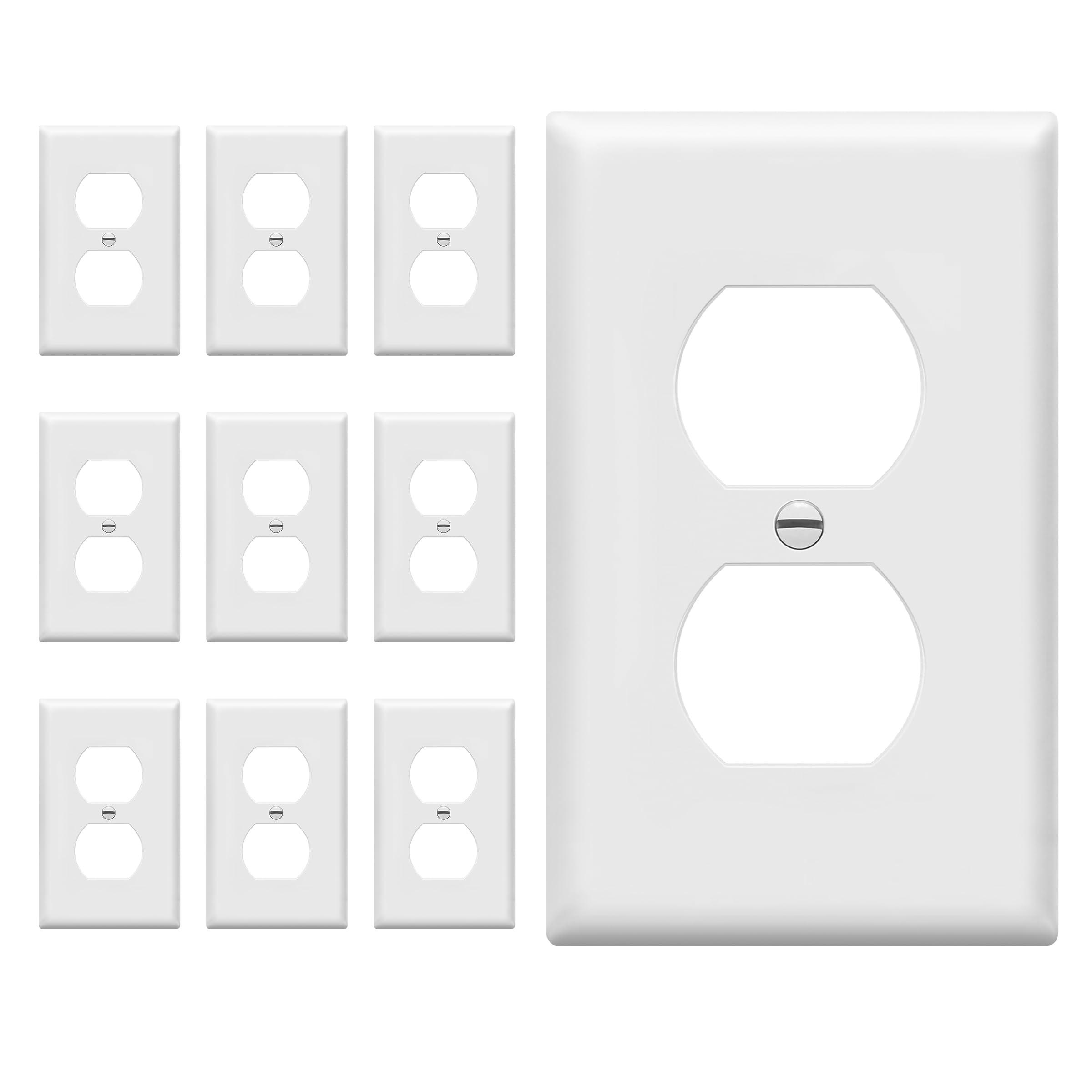 ENERLITES Duplex Wall TWE5 Plates Kit, Electrical Outlet Covers, Size 1-Gang 4.50" x 2.76", Unbreakable Polycarbonate Thermoplastic, Electric Receptacle Plug Covers, 8821-W-10PCS, White, 10 Pack