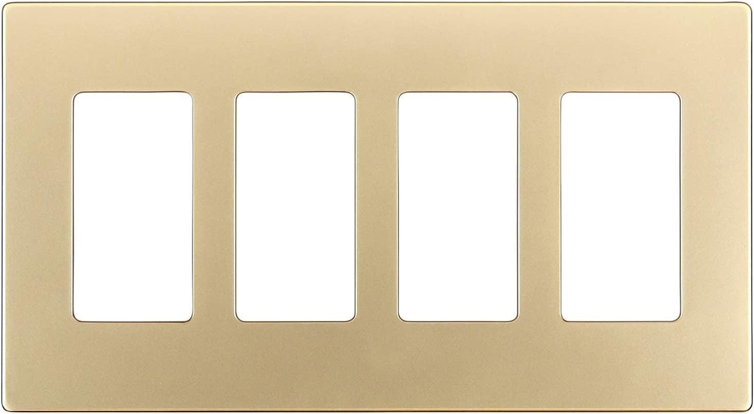 ENERLITES Elite Series Screwless Decorator Wall Plate Child Safe Outlet Cover, Gloss Finish, Size 4-Gang 4.68" H x 8.30" L, Unbreakable Polycarbonate Thermoplastic, SI8834-GD, Gold