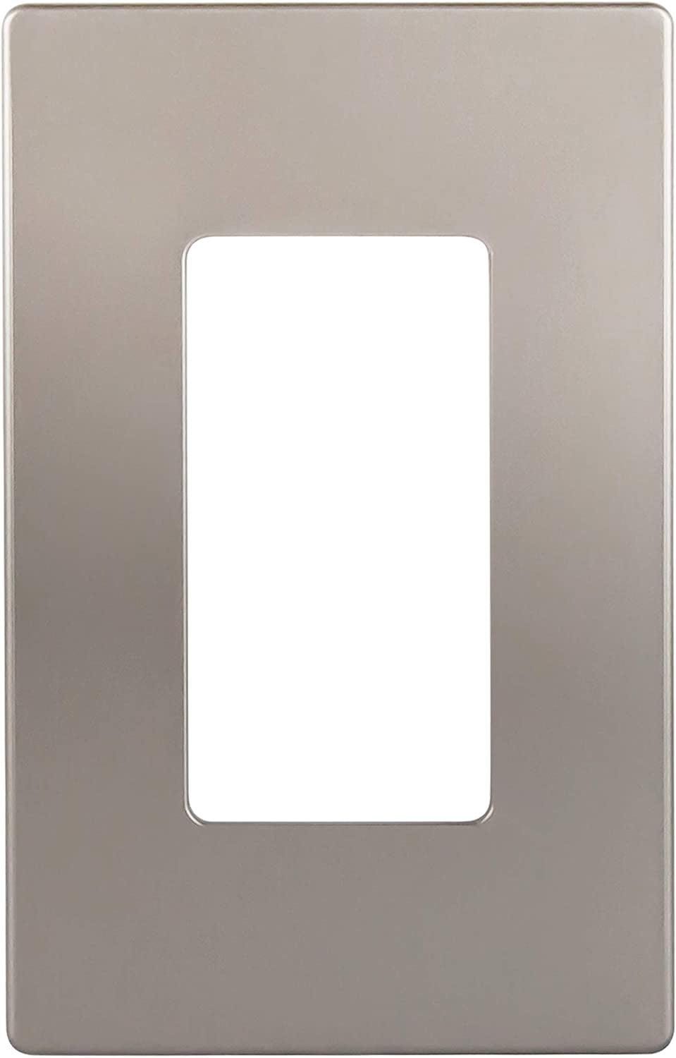 ENERLITES Elite Series Screwless Decorator Wall Plate Child Safe Outlet Cover, Size 1-Gang, Unbreakable Polycarbonate Thermoplastic, SI8831-NK, Nickel