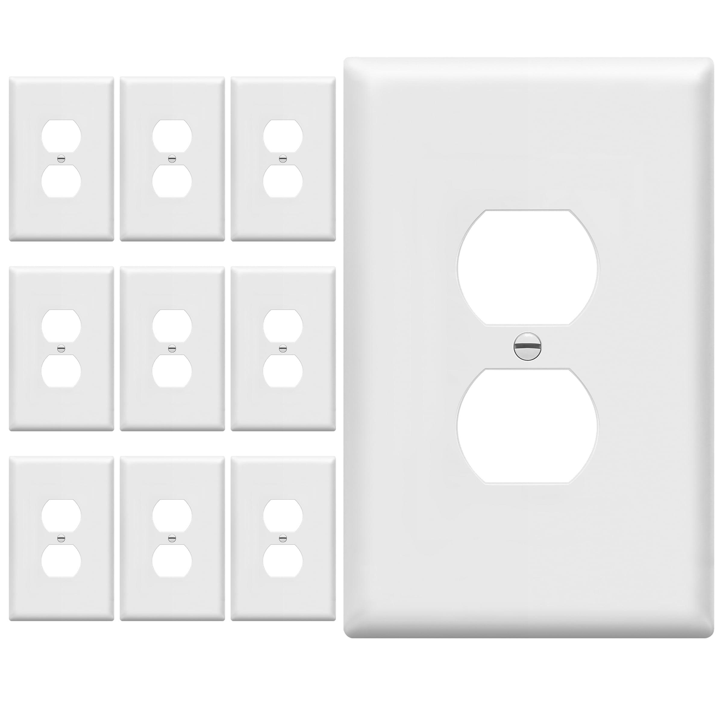 ENERLITES Duplex Wall TWE5 Plates Kit, Electrical Outlet Covers, Size 1-Gang 4.50" x 2.76", Unbreakable Polycarbonate Thermoplastic, Electric Receptacle Plug Covers, 8821-W-10PCS, White, 10 Pack