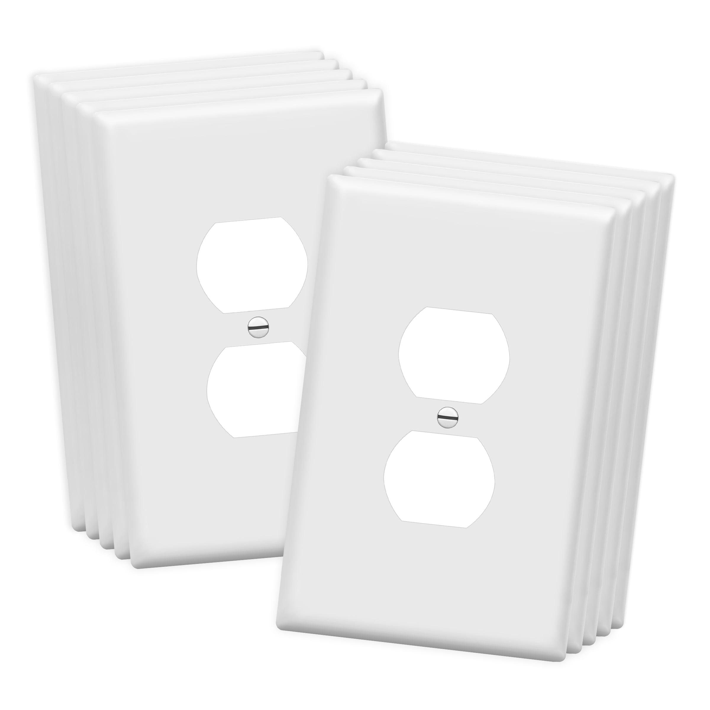 White Oversized Polycarbonate Duplex Outlet Wall Plate, 10 Pack