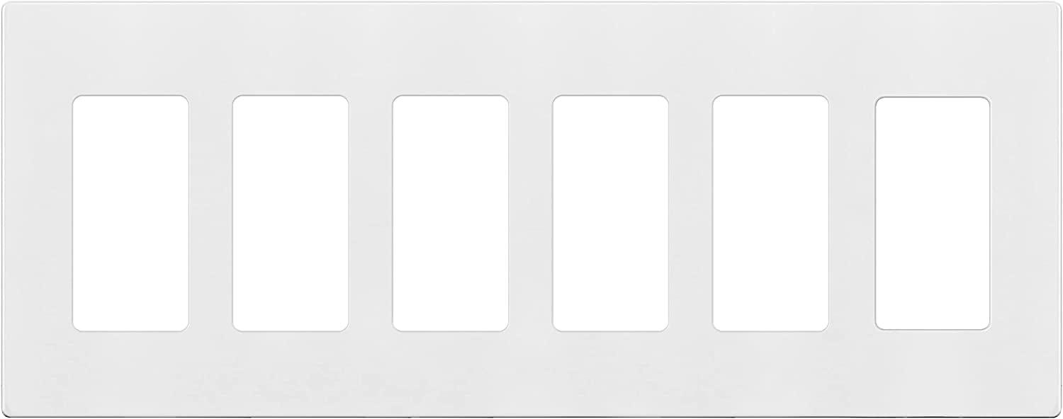 ENERLITES Screwless Decorator Wall Plate, Child Safe Outlet Covers, 6-Gang, Unbreakable Polycarbonate Thermoplastic, SI8836-W, Glossy, White