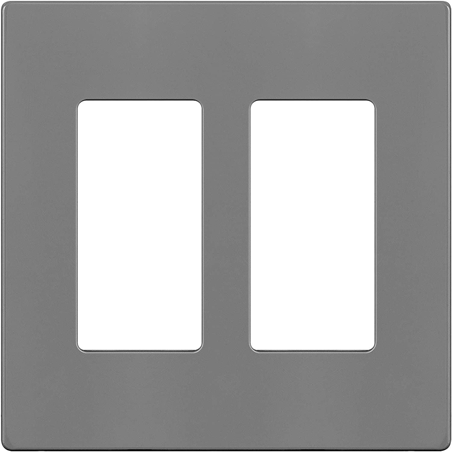 ENERLITES Screwless Decorator Wall Plates Child Safe Outlet Covers, Size 2-Gang 4.68" H x 4.73" L, Unbreakable Polycarbonate Thermoplastic, SI8832-GY, Glossy, Gray