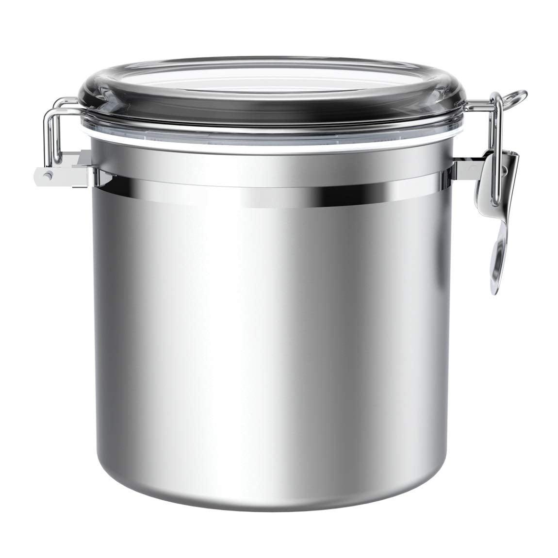 165oz Stainless Steel Airtight Canister with Clear Lid and Locking Clamp