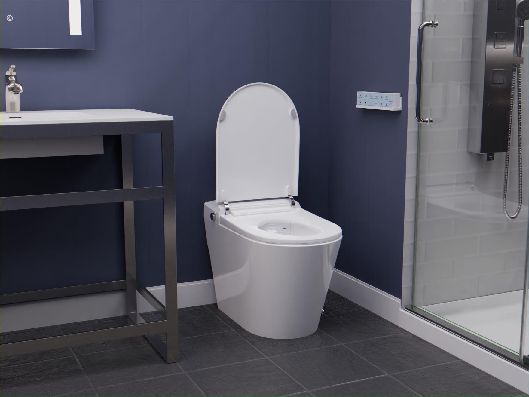 ANZZI Echo 1.28 Gallons GPF Elongated Floor Mounted Bidet Toilet (Seat Included)