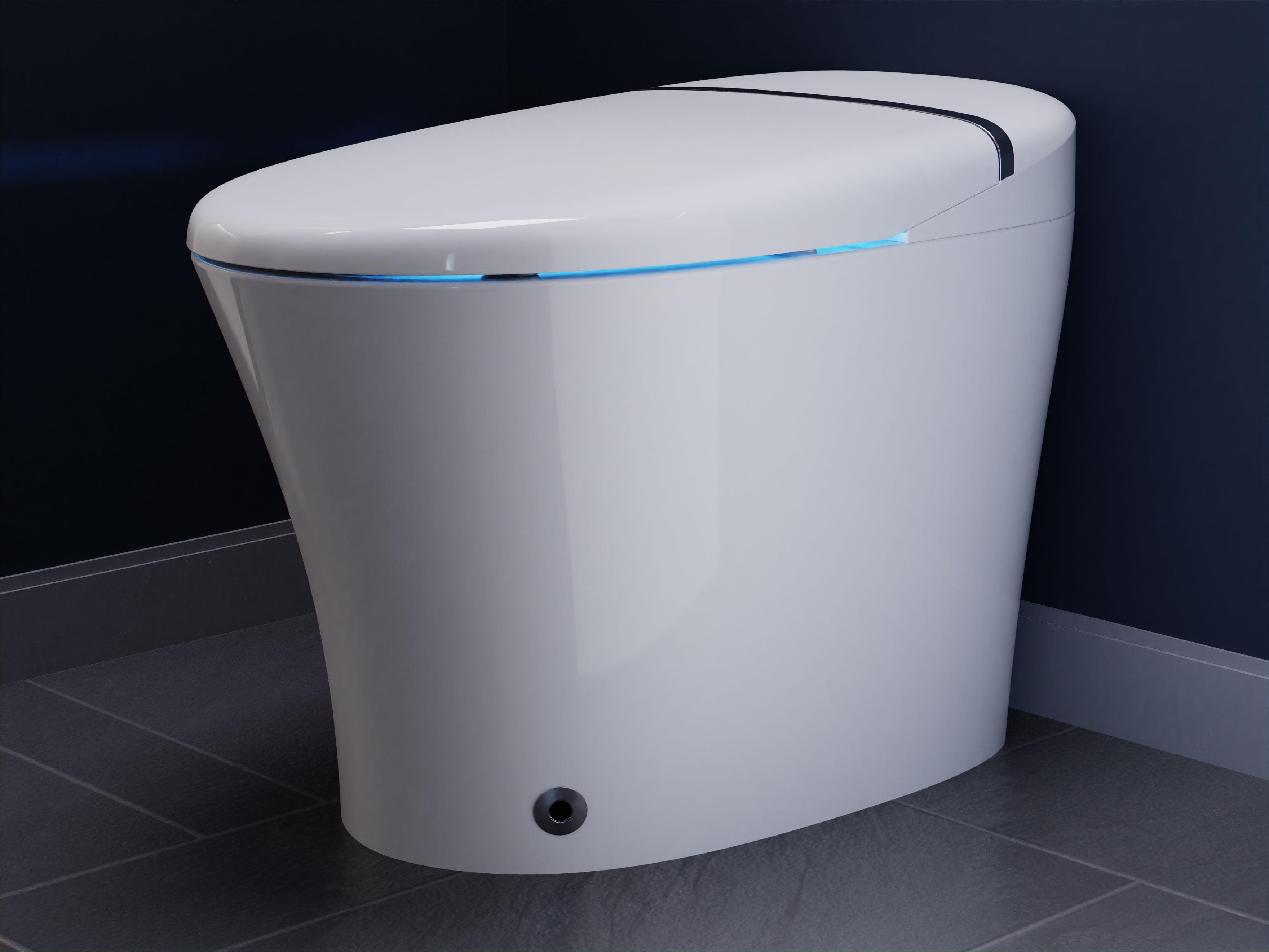 White High Efficiency Elongated Macerating Smart Toilet with Bidet