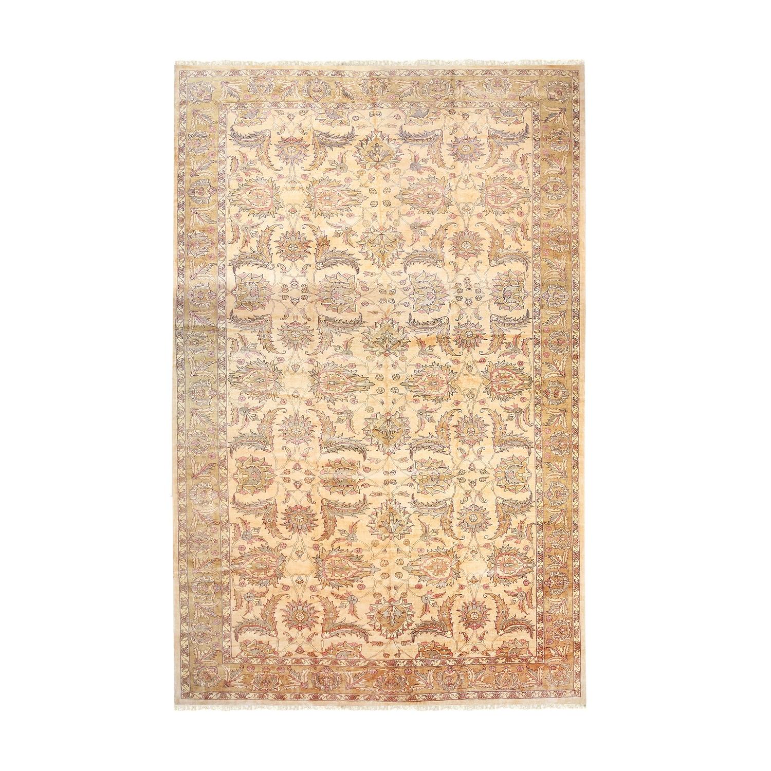 Beige Hand Knotted Wool Agra Rug, 14'10 x 23'6