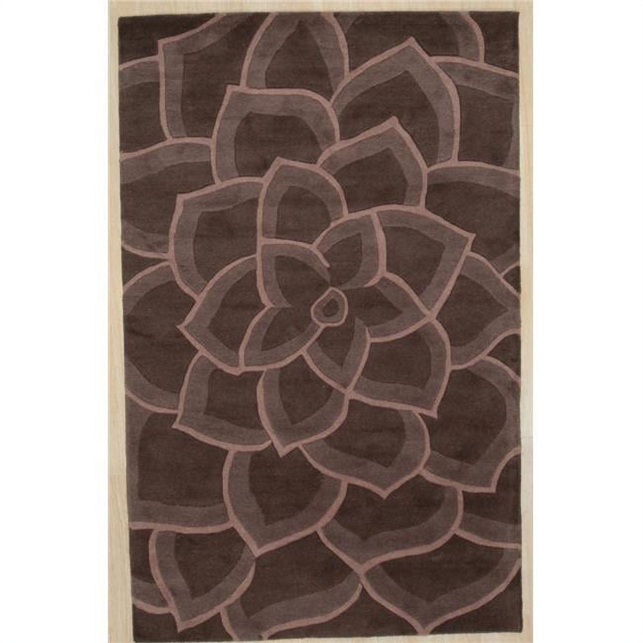 EORC Brown Hand-Tufted Wool Transitional Wiled Tufted Rug, 5' x 8'