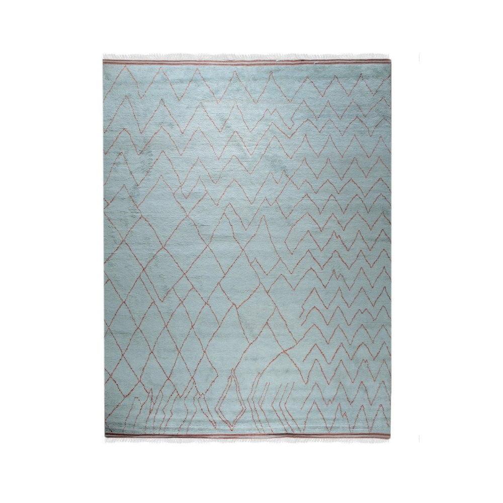 EORC Isla Moroccan Blue Hand Knotted Wool Rug
