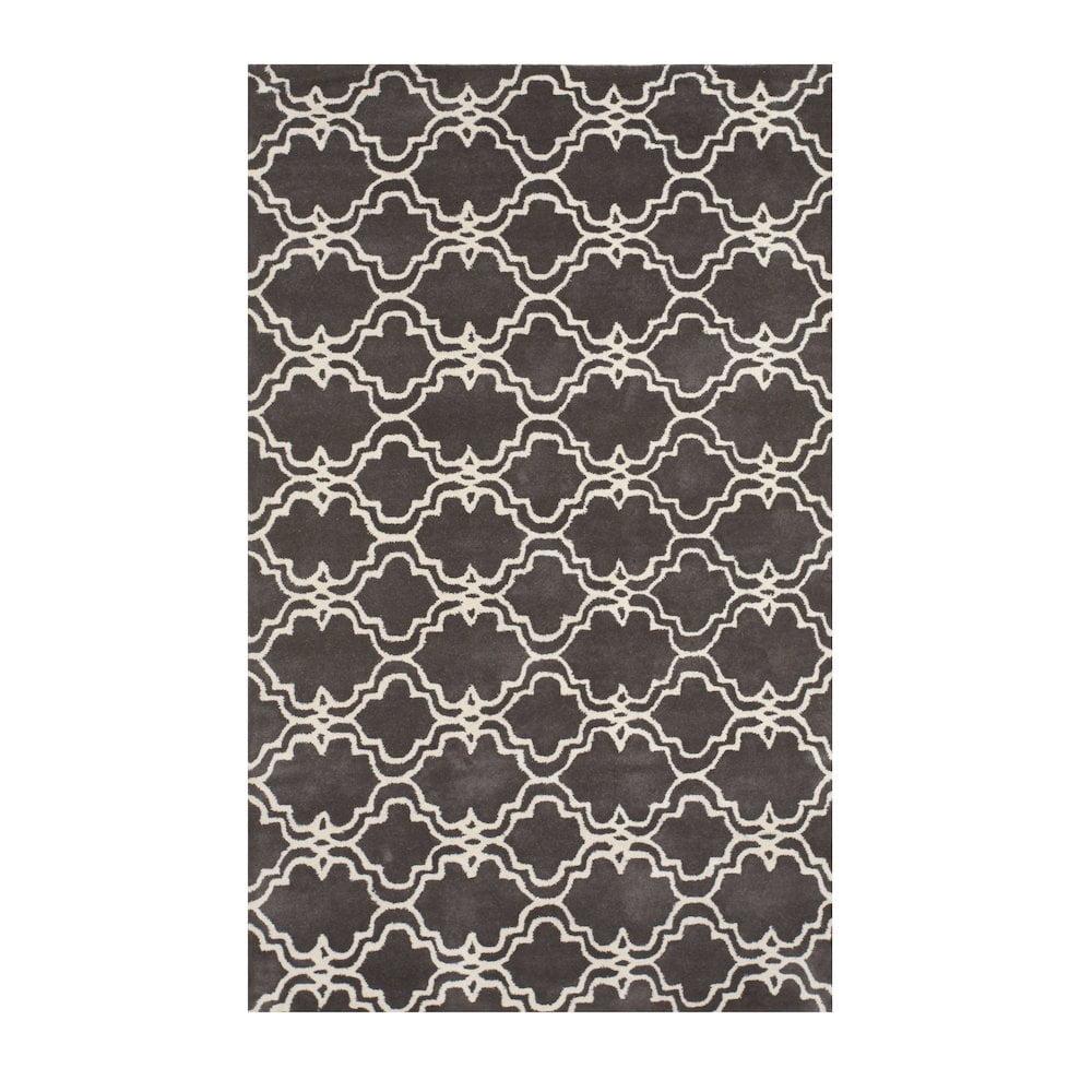 EORC Gray Hand-Tufted Wool Traditional Moroccan Rug, 5' x 8'