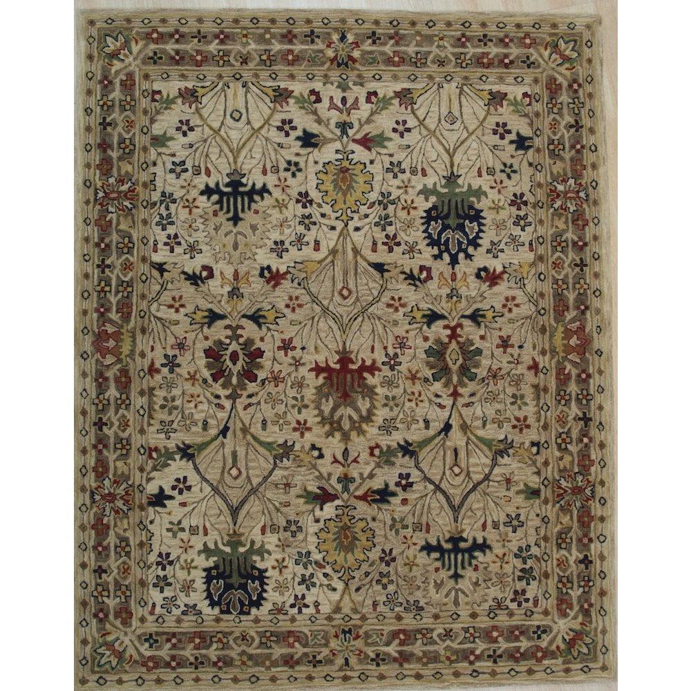 Ivory and Multicolor Hand-Tufted Wool 4' x 6' Area Rug