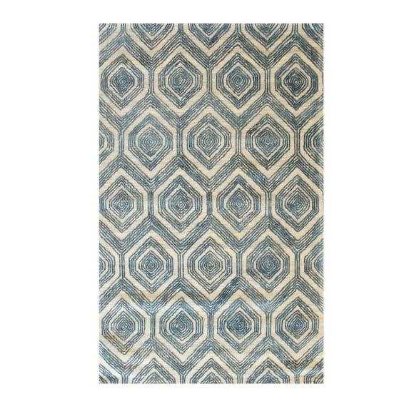 EORC Ivory Hand-Tufted Wool & Viscose Modern Havana Rug, 5' x 8'