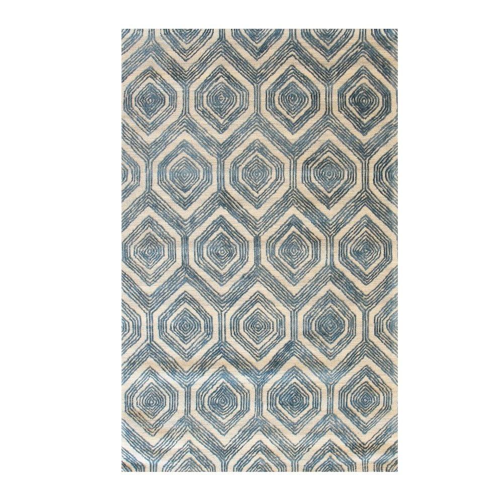 EORC Ivory Hand-Tufted Wool & Viscose Modern Havana Rug, 8'9 x 11'9