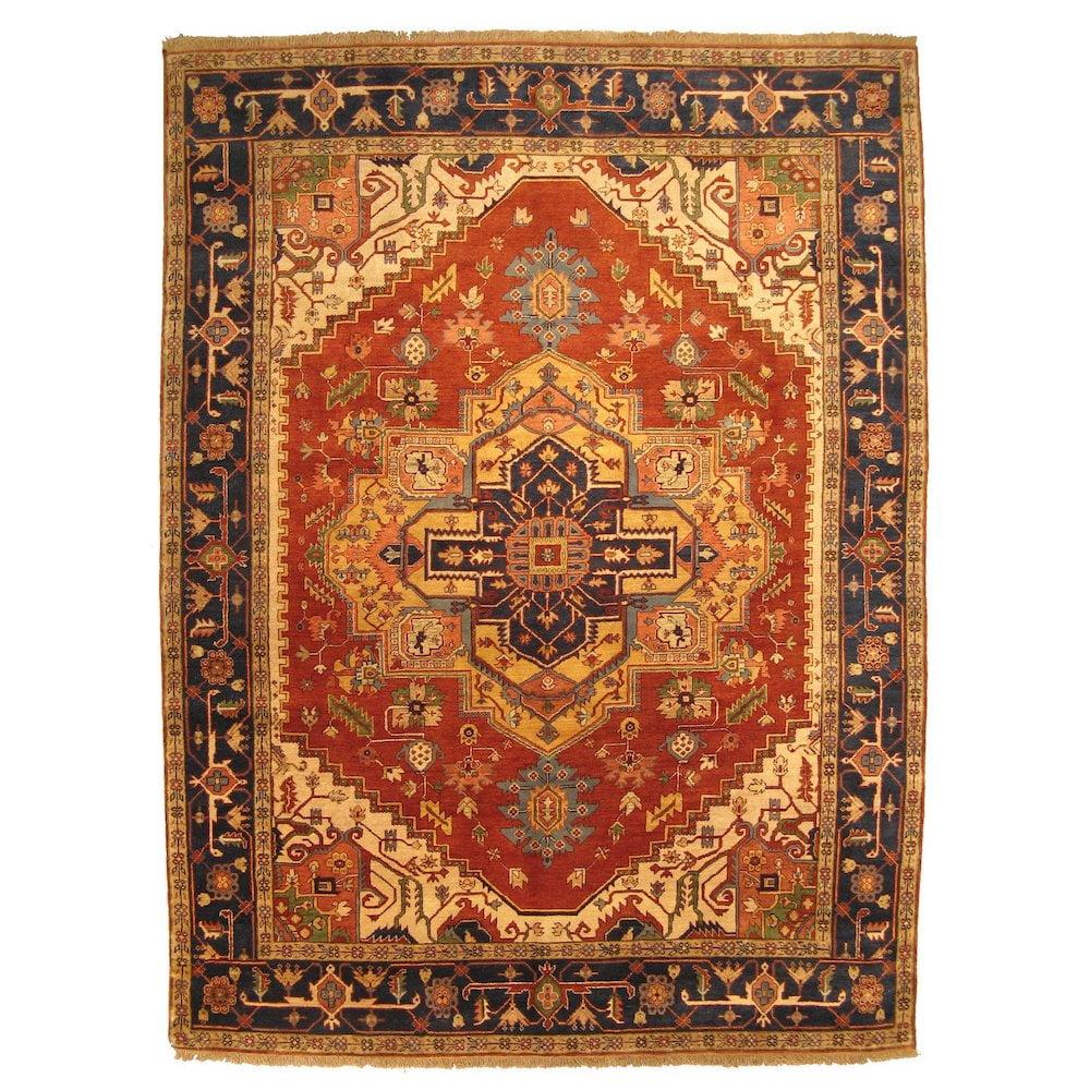 EORC Rust Hand Knotted Wool Traditional Oriental Design Rug, 8' x 10'