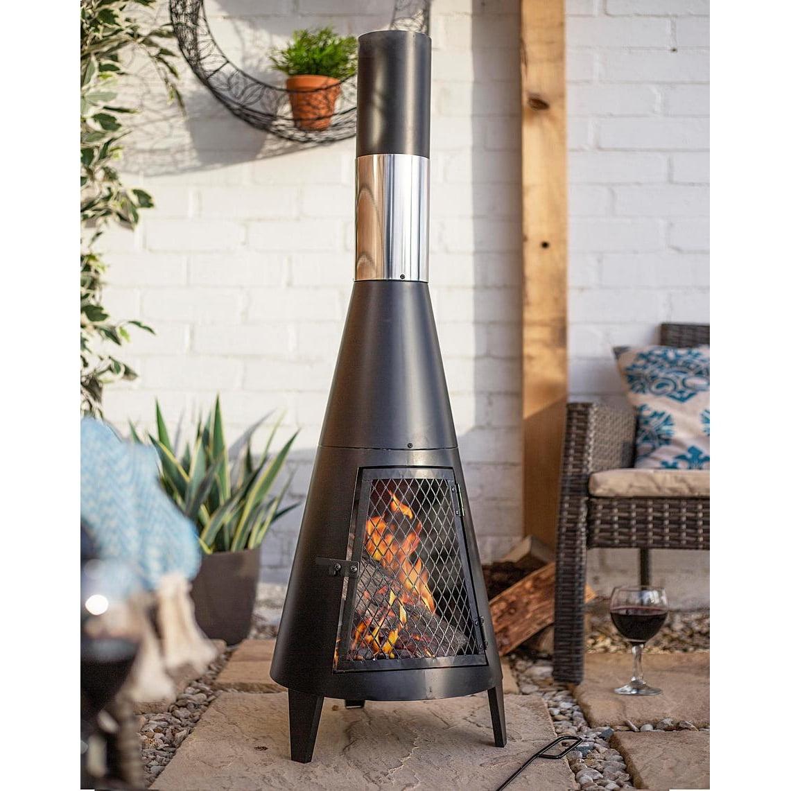 EP Light 63” Wood Burning Chiminea, Outdoor Patio Fireplace