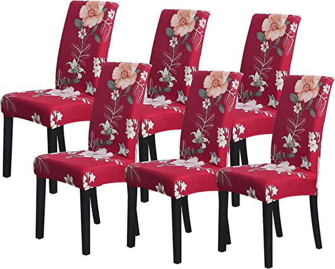 Dining Chair Covers Set of 6 Stretch Floral Dining Chair Slipcovers for Parson Chairs 6 Pack Washable Removable，(6,#16)