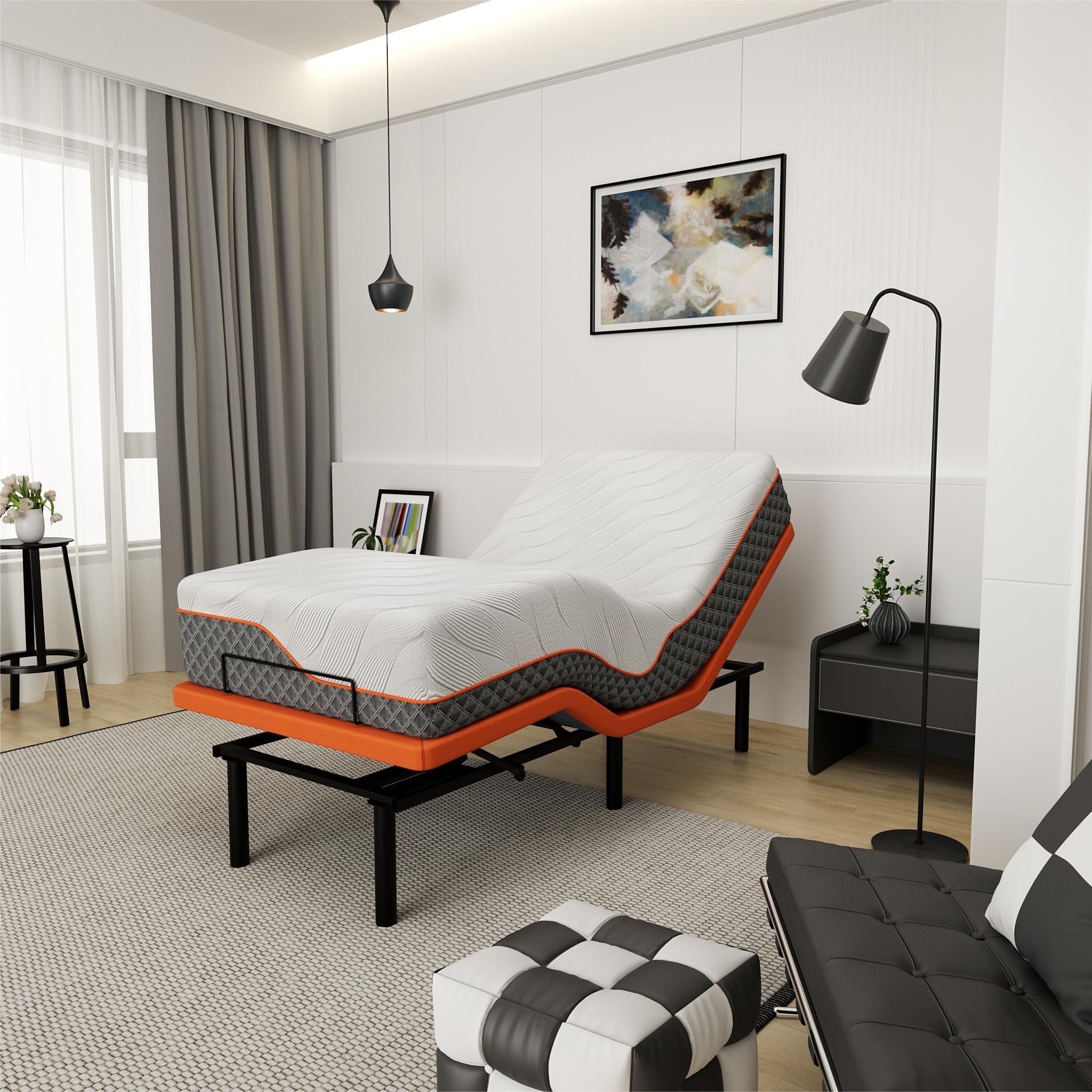 E3100 Zero Gravity Adjustable Bed, Massage, Wireless Remote & App Control, 14'' Ultra-Plush Black Mattress Included