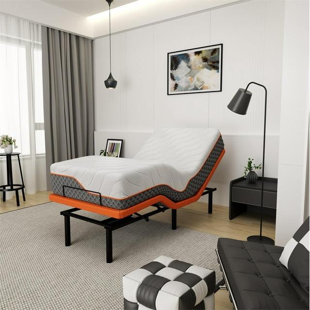 E3100 Zero Gravity Adjustable Bed, Massage, Wireless Remote & App Control, 14'' Ultra-Plush Black Mattress Included