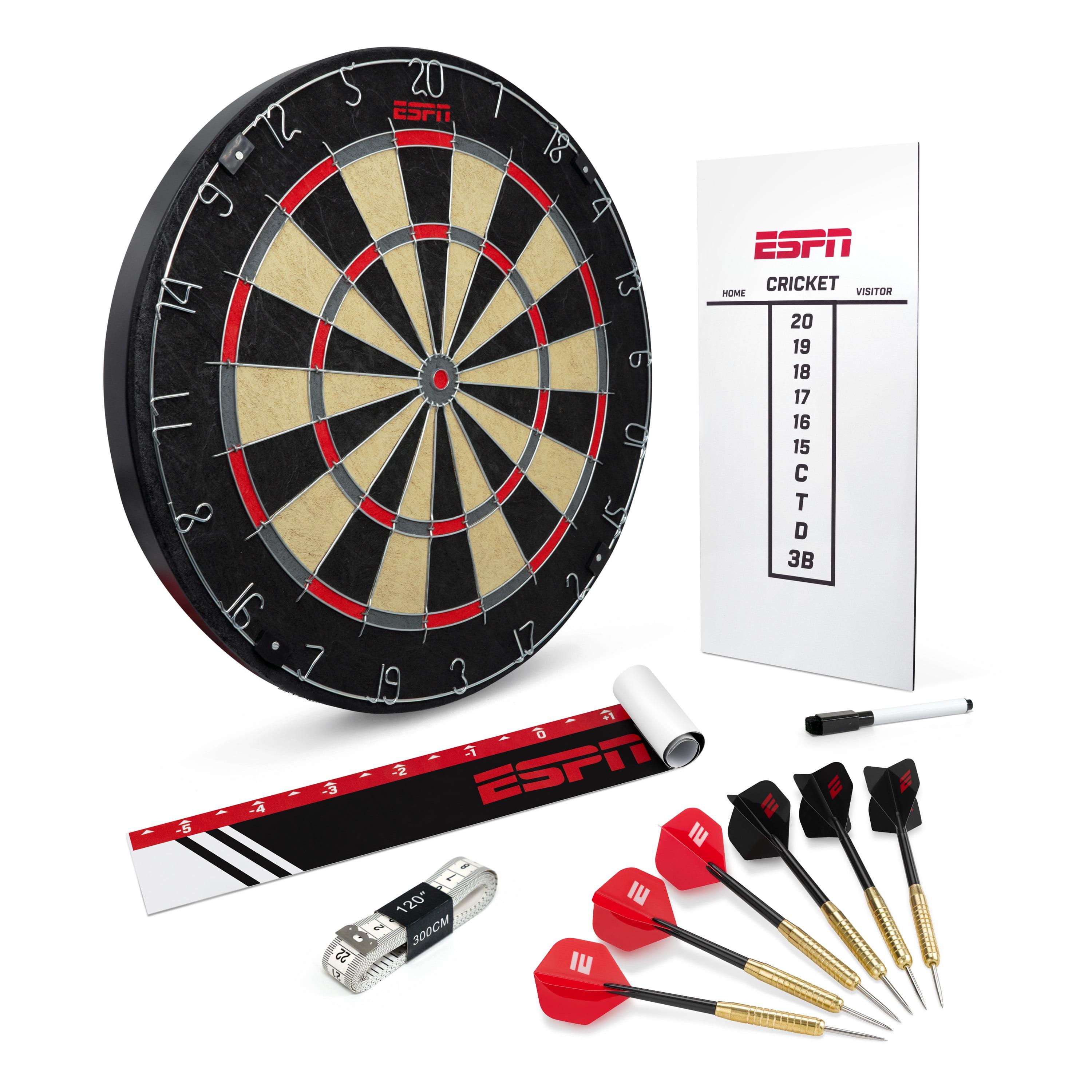 ESPN Dart Board Includes 6 Steel Tip Darts, Bristle Dartboard with Scoreboard (ES-DT240.EXv24)