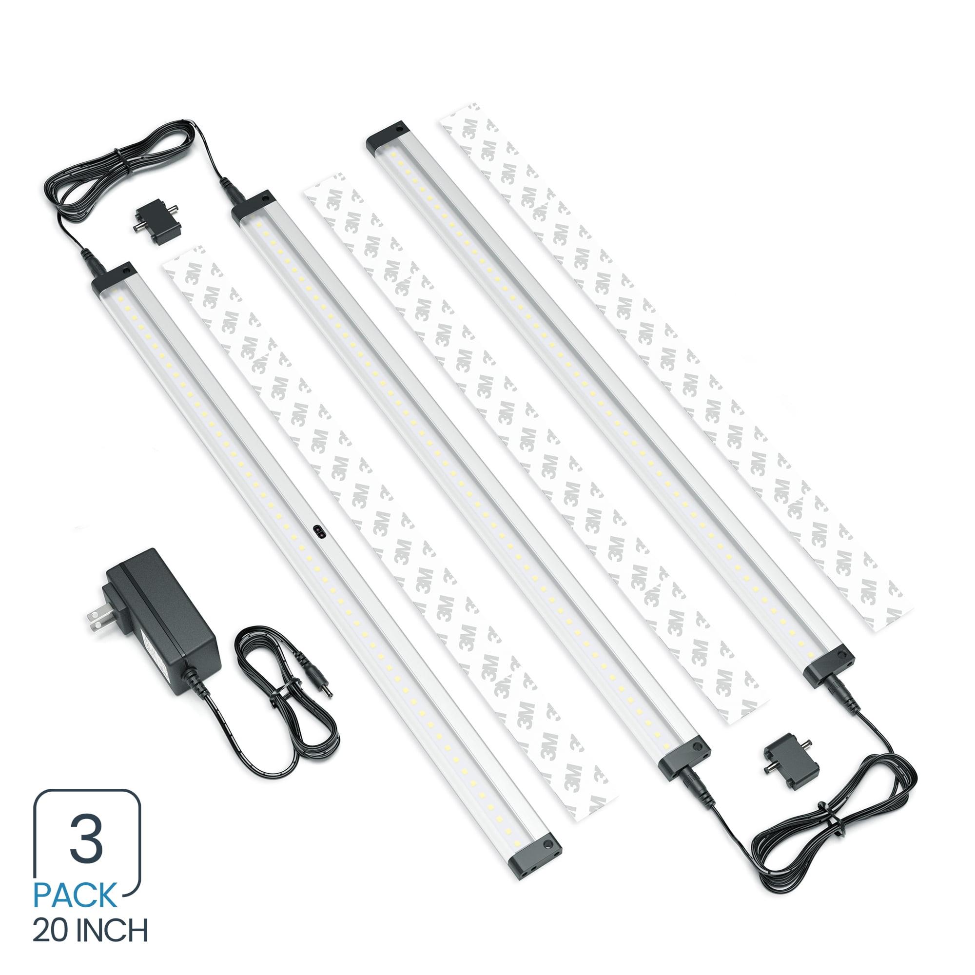 EShine 3 Extra Long 20 inch Panels LED Dimmable Under Cabinet Lighting Kit, Hand Wave Activated - Touchless Dimming Control, Cool White (6000K)