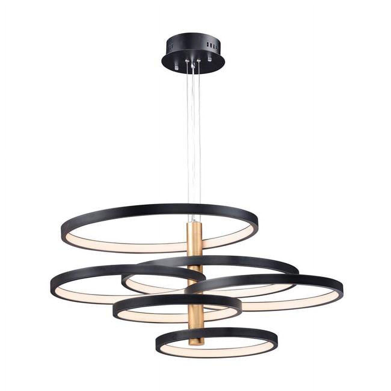 Hoopla 45'' Black and Gold LED Pendant with Adjustable Height