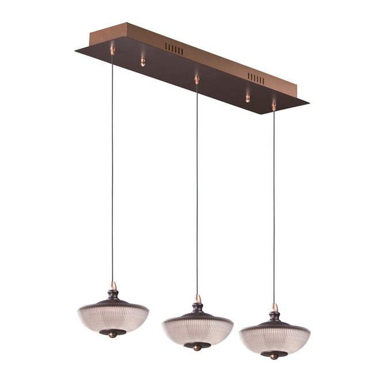 Bella Bronze and Gold LED Three-Light Linear Pendant