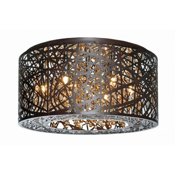 ET2 E21300-10BZ Inca 7 Light Bronze Flush Mount Ceiling Light in Without Bulb, Cognac - 16 in.