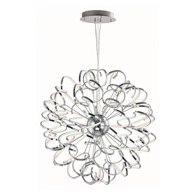 Polished Chrome Gyro-Inspired Adjustable LED Pendant Light with Frosted Lens