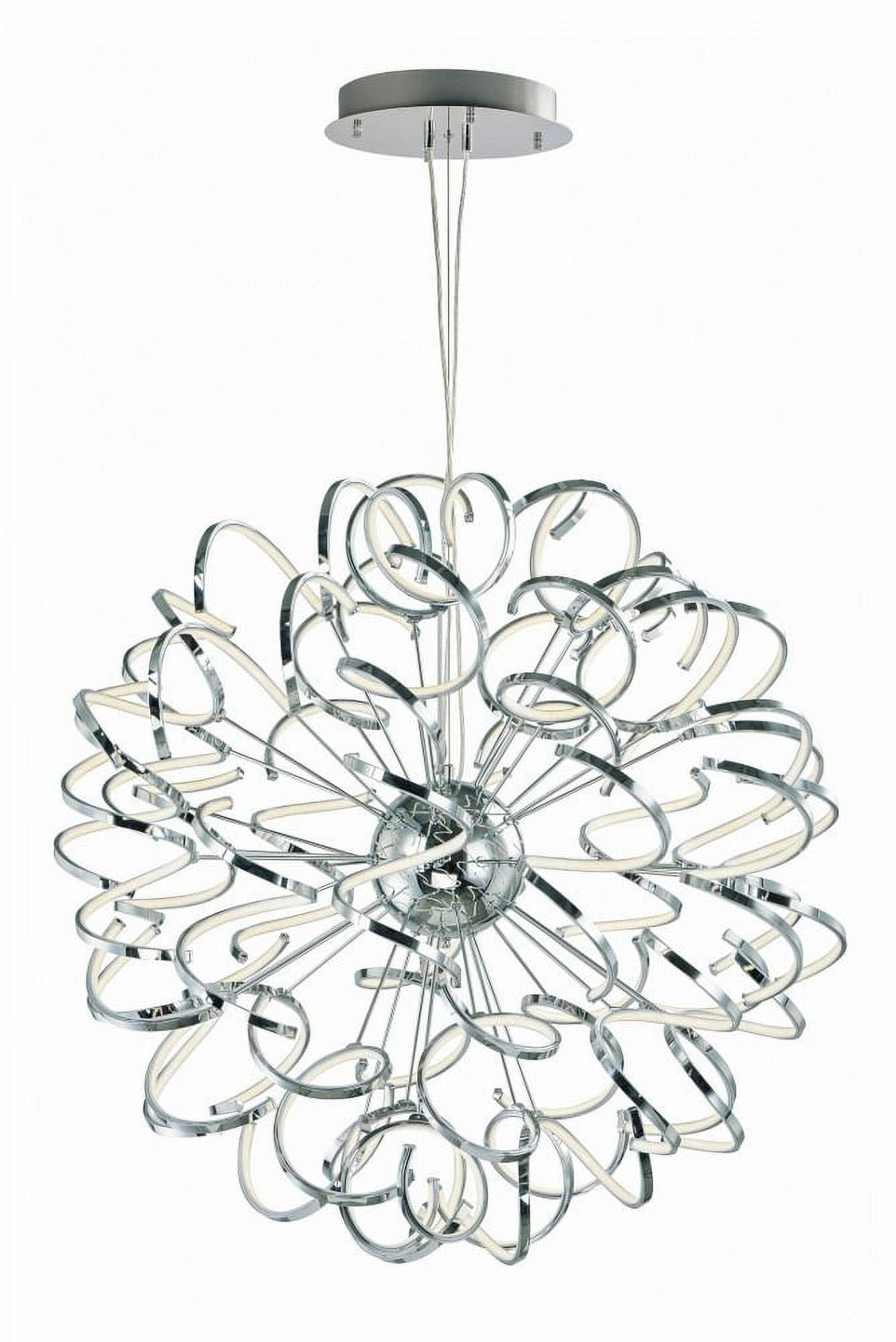 Polished Chrome Gyro-Inspired Adjustable LED Pendant Light with Frosted Lens