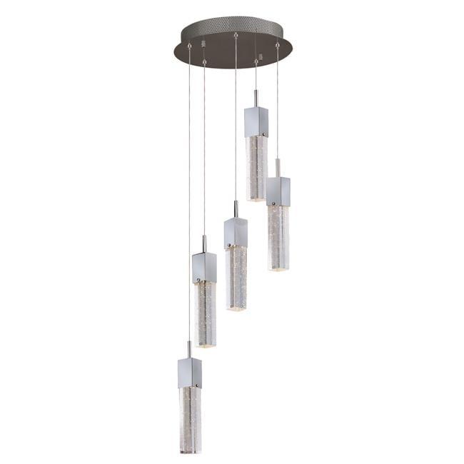 Fizz III Polished Chrome 5-Light LED Pendant with Etched Glass