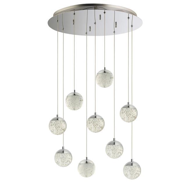 Gleaming Sphere 9-Light LED Crystal Globe Pendant in Polished Chrome