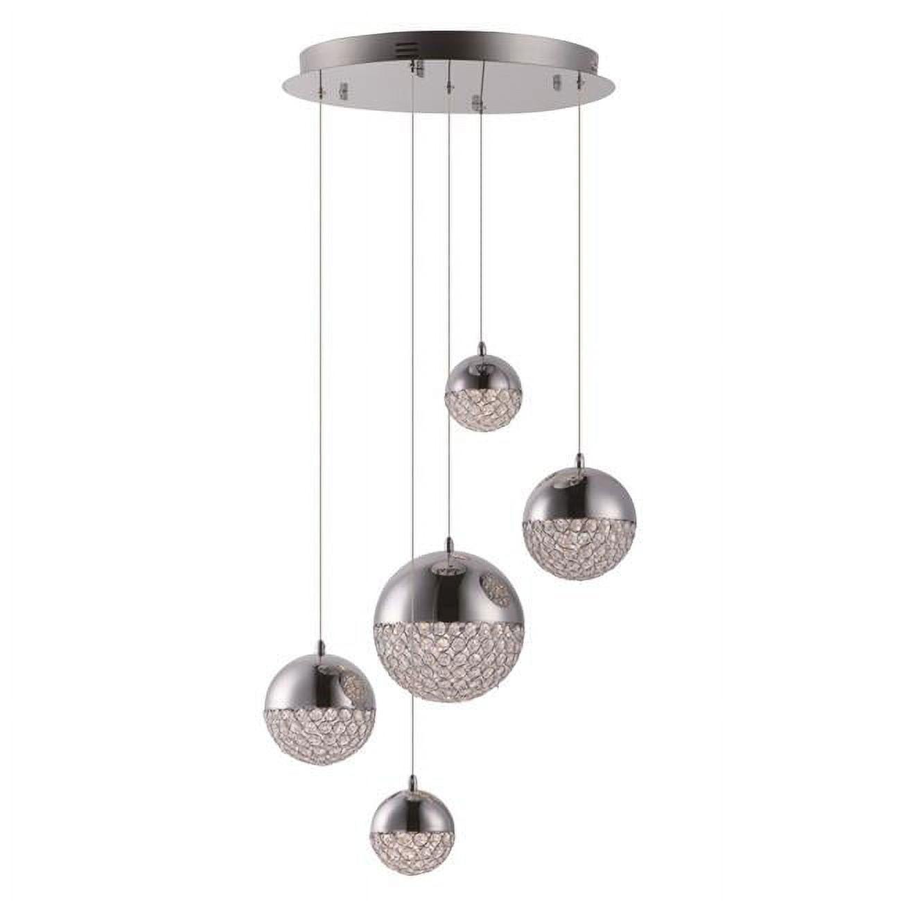 Eclipse 20" Polished Chrome Crystal LED Globe Pendant Light