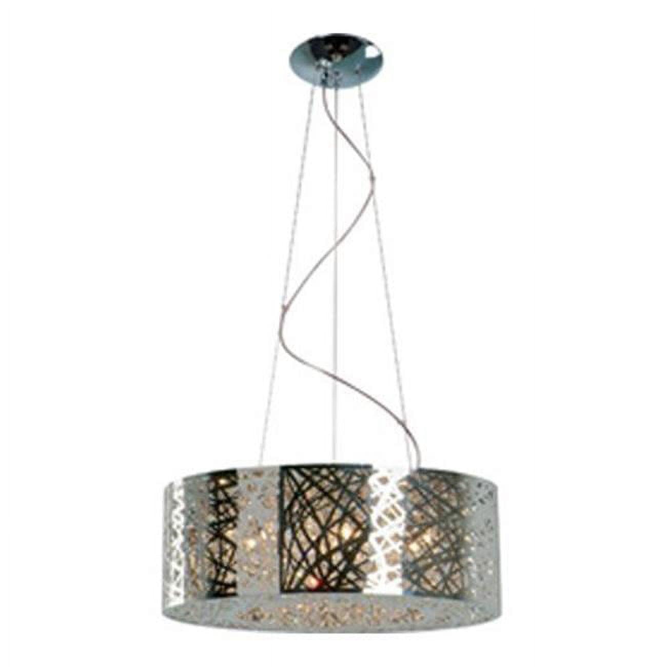 Inca Mini 9-Light LED Polished Chrome Drum Pendant with Crystal Accents