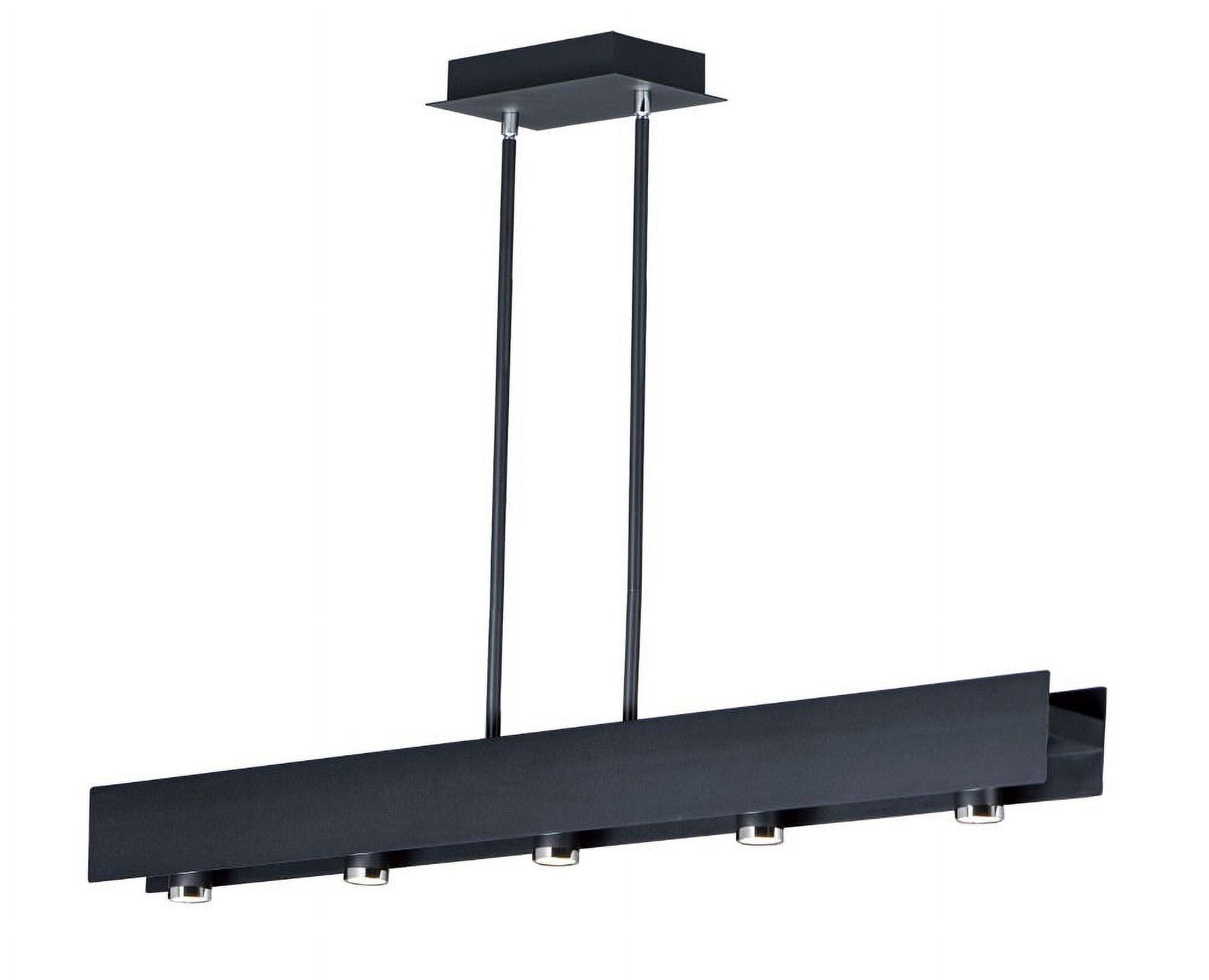 Sleek Beam 5-Light LED Pendant in Matte Black & Polished Chrome