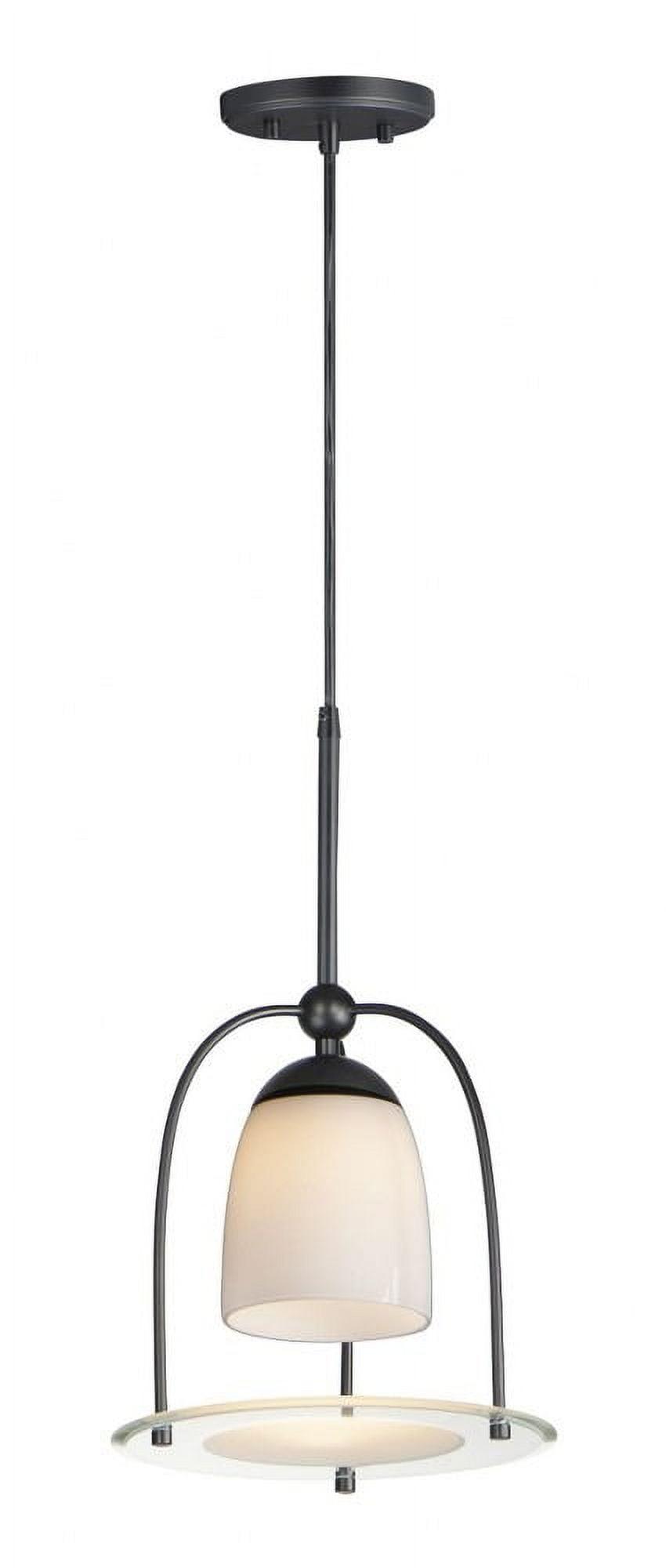 Focal Point 10" Satin White Glass LED Pendant in Black