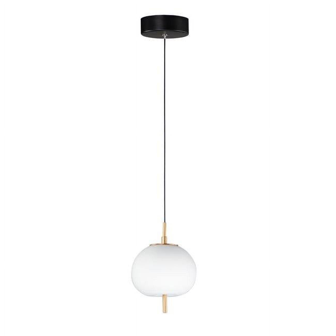 Sleek Black and Gold Mini Island Pendant with Satin White Glass