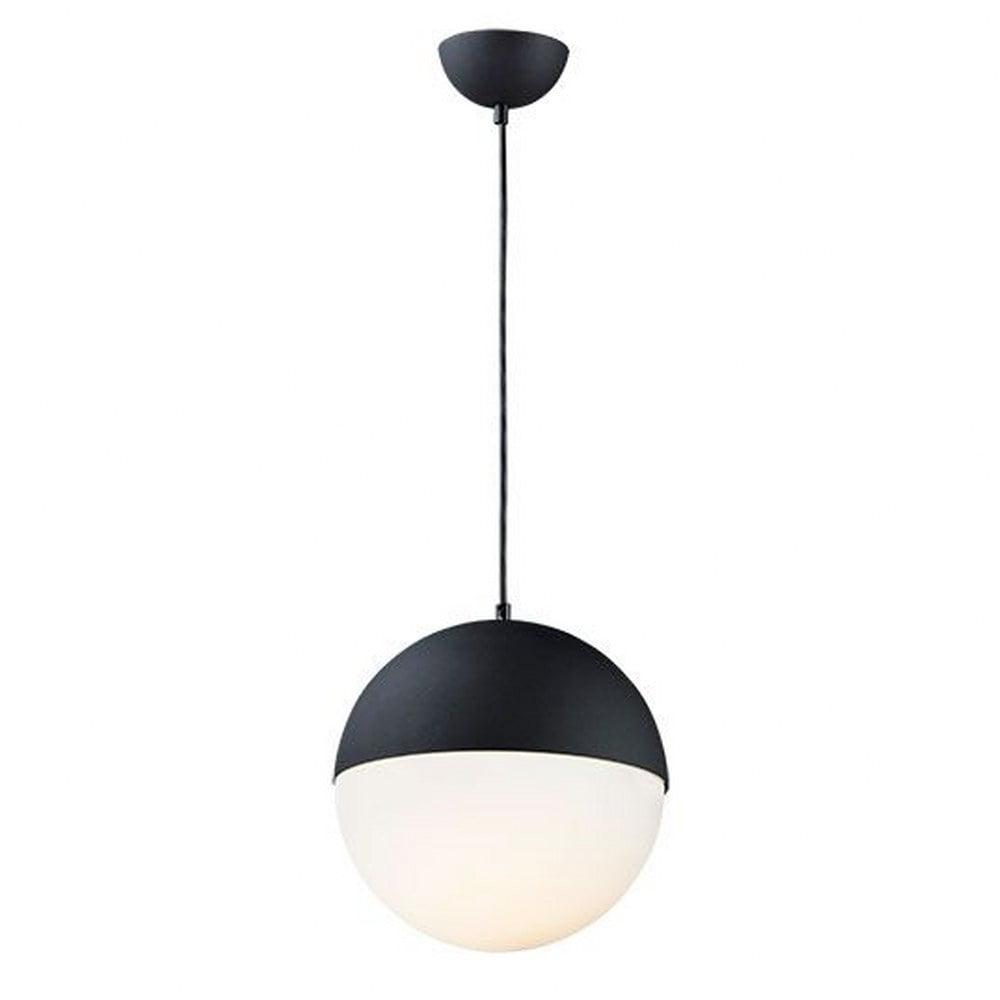 Half Moon 11.75" Satin White Glass & Black Nickel LED Island Pendant