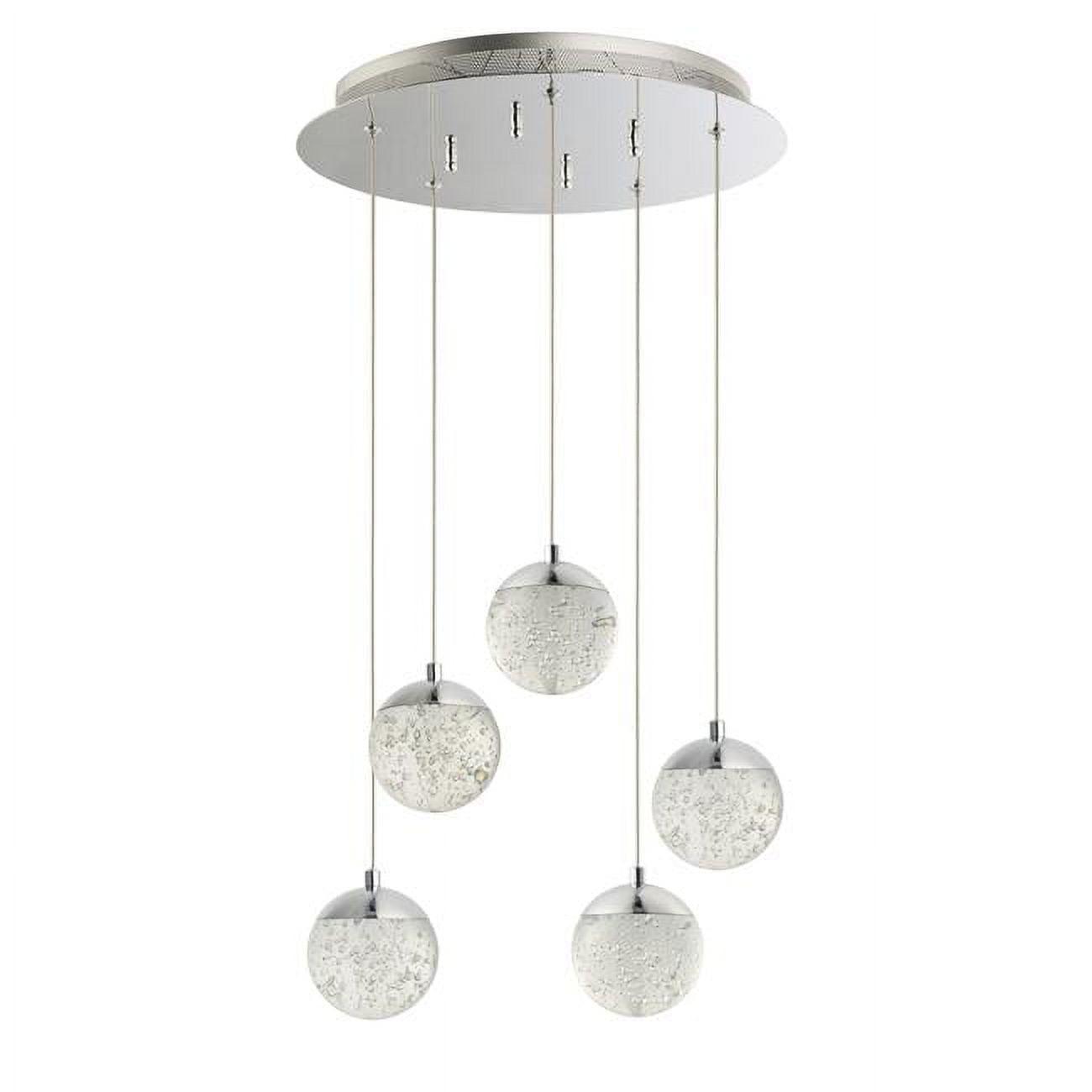 Elysian Chrome 5-Light LED Globe Pendant with Bubble Crystal Shade