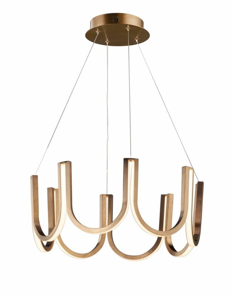 Contemporary Brushed Champagne LED Drum Pendant Light